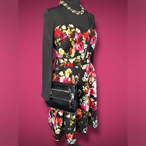 Torrid Floral & Black Scuba Mini Dress